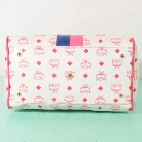 AUTHENTIC MCM Visetos Lion Tote Boston Bag + Dust Bag - Picture 6 of 12